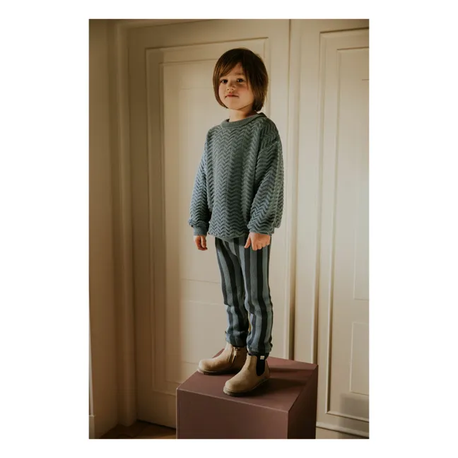 Legging Rayures Coton Bio | Bleu gris