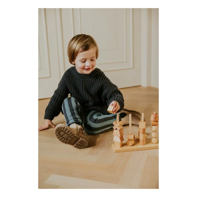 Legging Rayures Coton Bio | Bleu gris