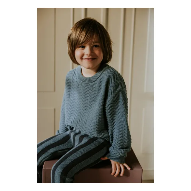 Legging Rayures Coton Bio | Bleu gris