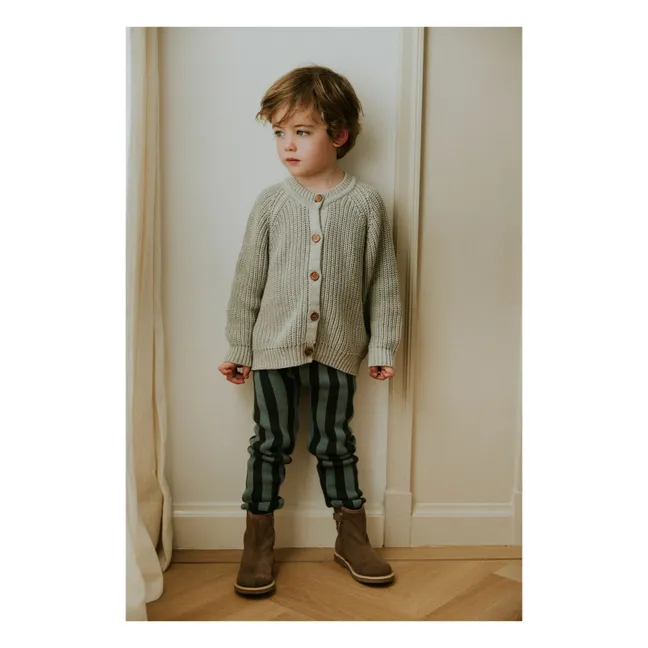 Legging Rayures Coton Bio | Bleu gris