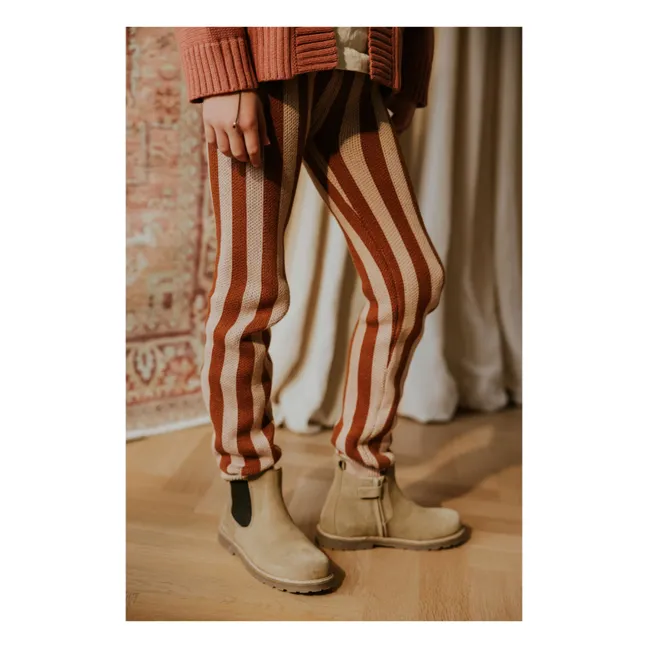Legging Rayures Coton Bio | Caramel