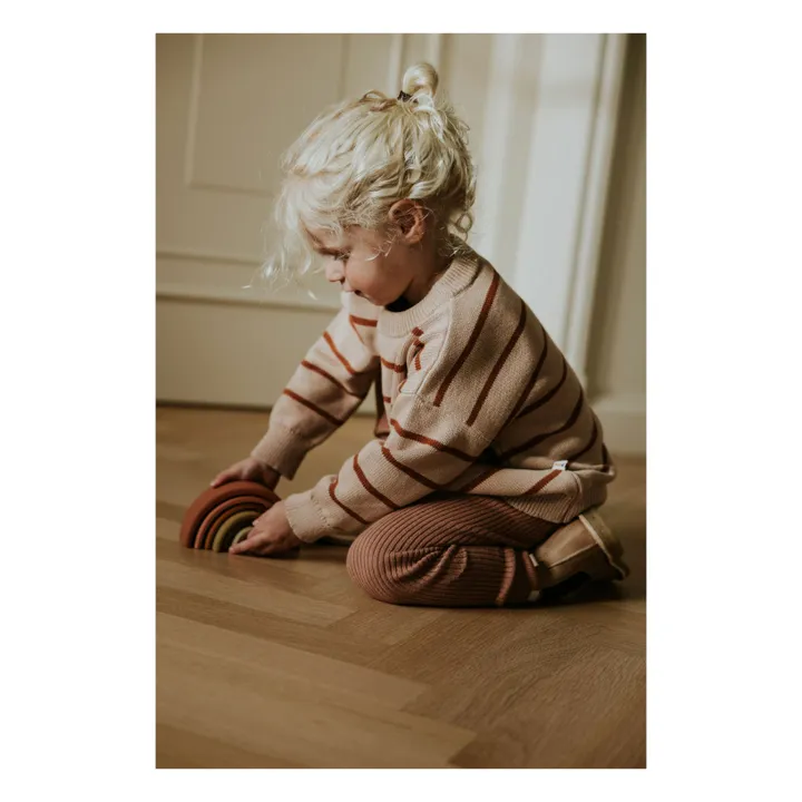 Legging de algodón orgánico acanalado | Rosa Pálido- Imagen del producto n°3