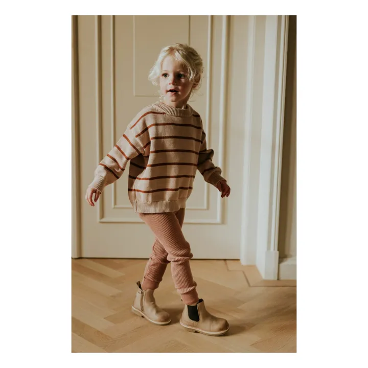 Legging de algodón orgánico acanalado | Rosa Pálido- Imagen del producto n°2