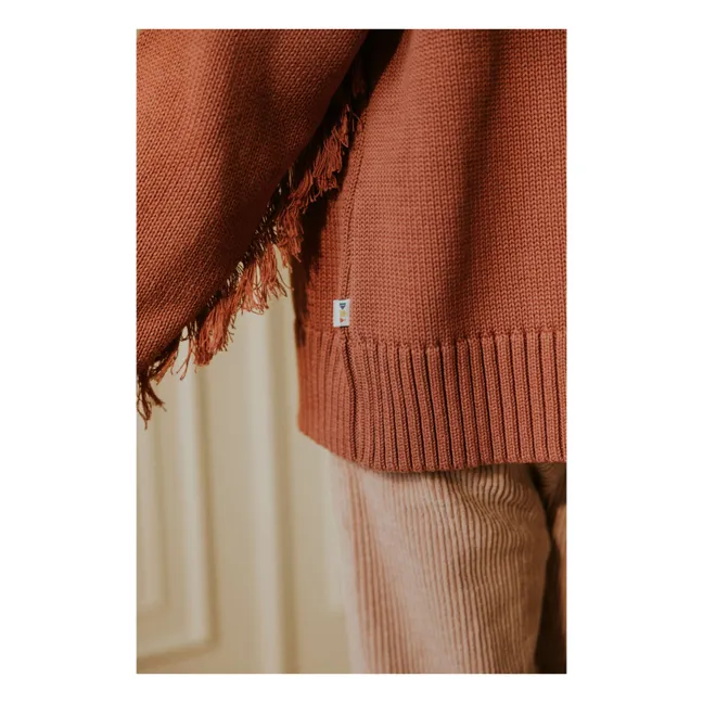 Chaqueta de algodón orgánico con flecos | Terracotta