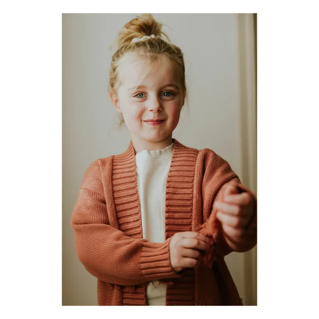 Chaqueta de algodón orgánico con flecos | Terracotta