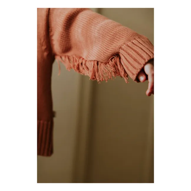 Chaqueta de algodón orgánico con flecos | Terracotta