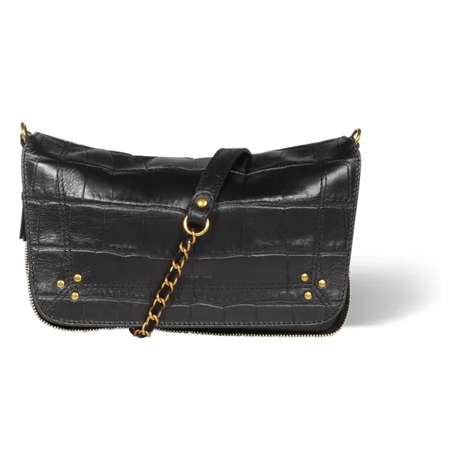 Sac Bobi S Cuir Imprimé Croco | Noir