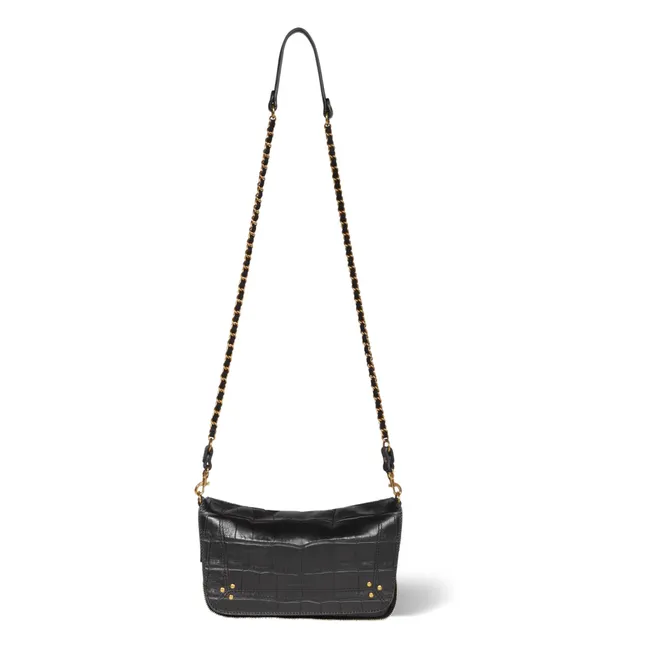 Sac Bobi S Cuir Imprimé Croco | Noir