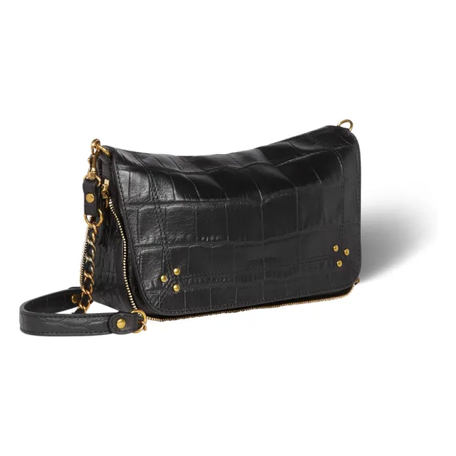 Sac Bobi S Cuir Imprimé Croco | Noir