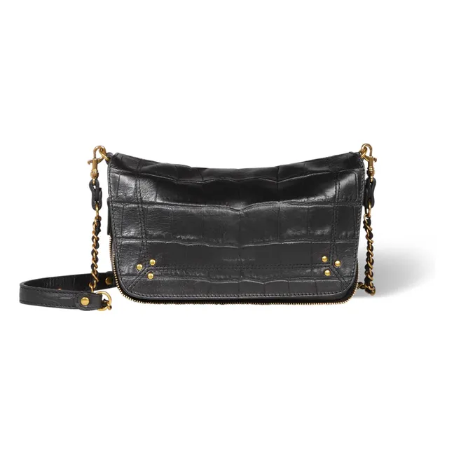Sac Bobi S Cuir Imprimé Croco | Noir