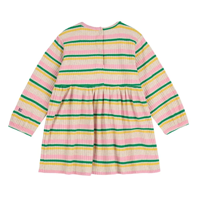 Striped Ribbed Organic Cotton Dress | Ecru