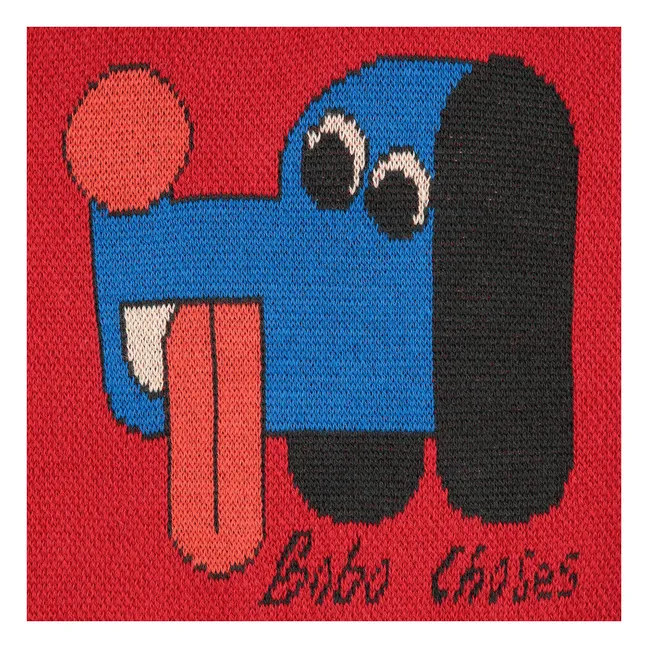 Colorblock Organic Cotton Dog Sweater Baby | Red