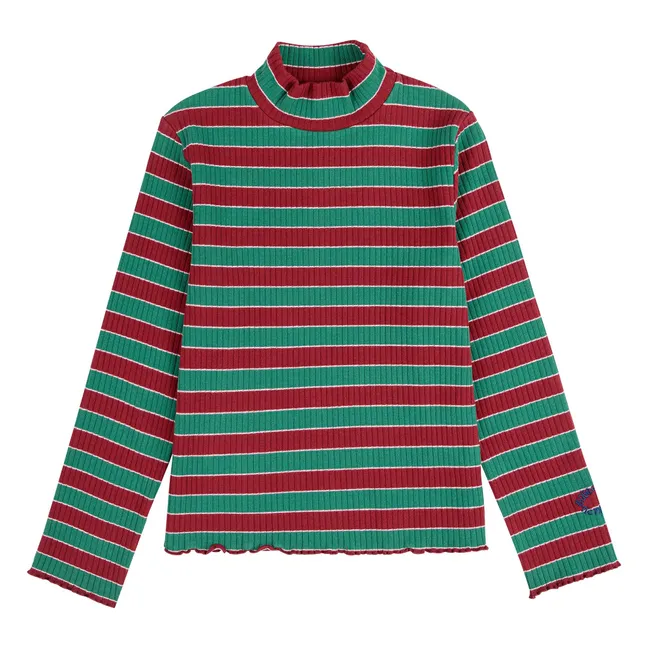 Cuello alto a rayas | Verde