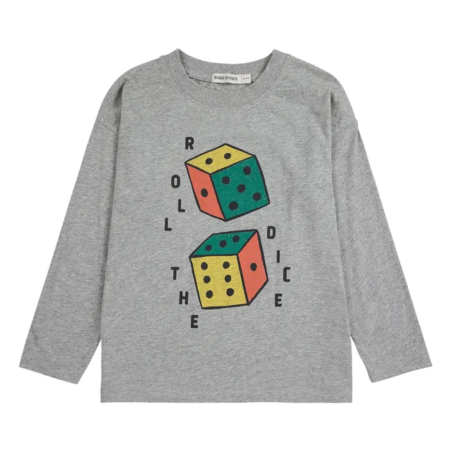 T-shirt Manches Longues Roll The Dice Coton Bio | Gris chiné