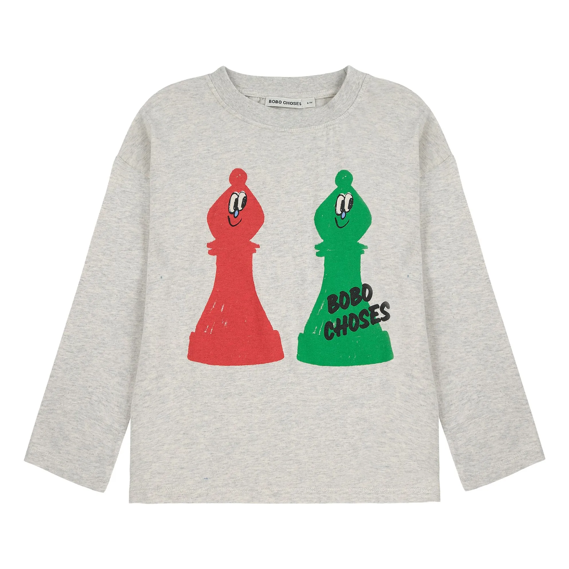 Bobo Choses Heather Grey Organic Cotton Chess T-Shirt