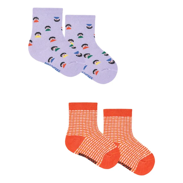 Lote de 2 pares de calcetines de algodón ecológico | Naranja- Imagen del producto n°0