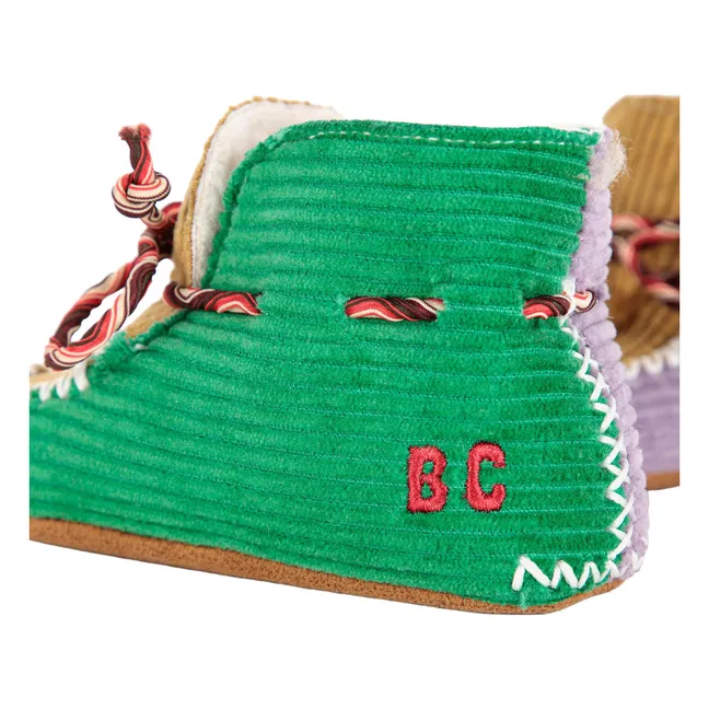 Chaussons Colorblock Velours Côtelé | Marron