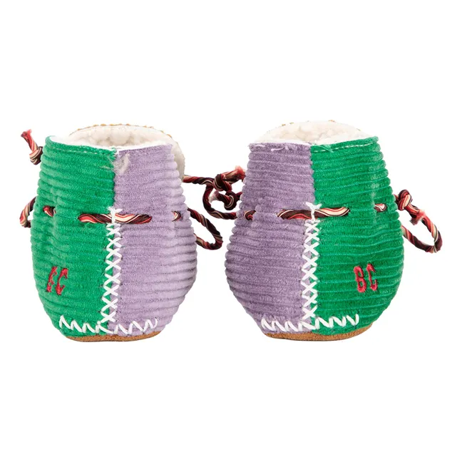 Chaussons Colorblock Velours Côtelé | Marron