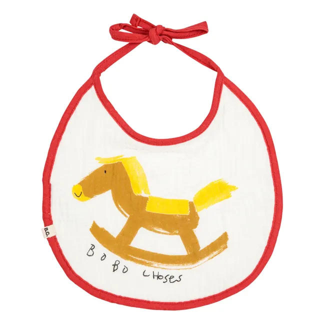 Set of 2 Organic Cotton Gauze Horse Bibs | Red