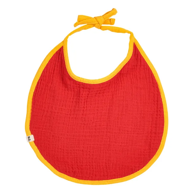 Set of 2 Organic Cotton Gauze Horse Bibs | Red