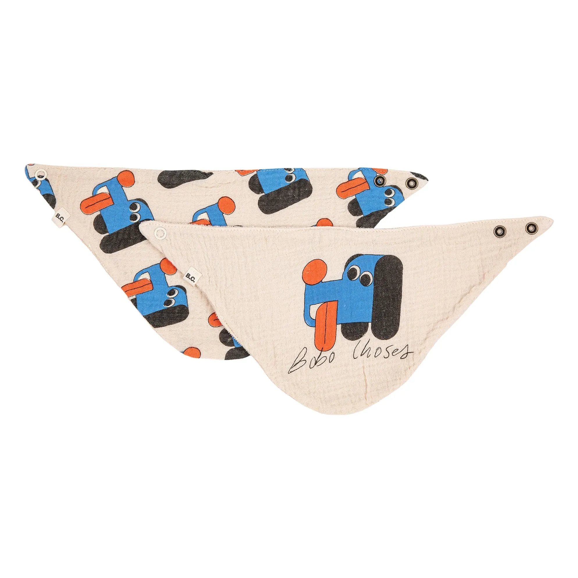 Bobo Choses Beige Set Of 2 Organic Cotton Gauze Bibs For Dogs