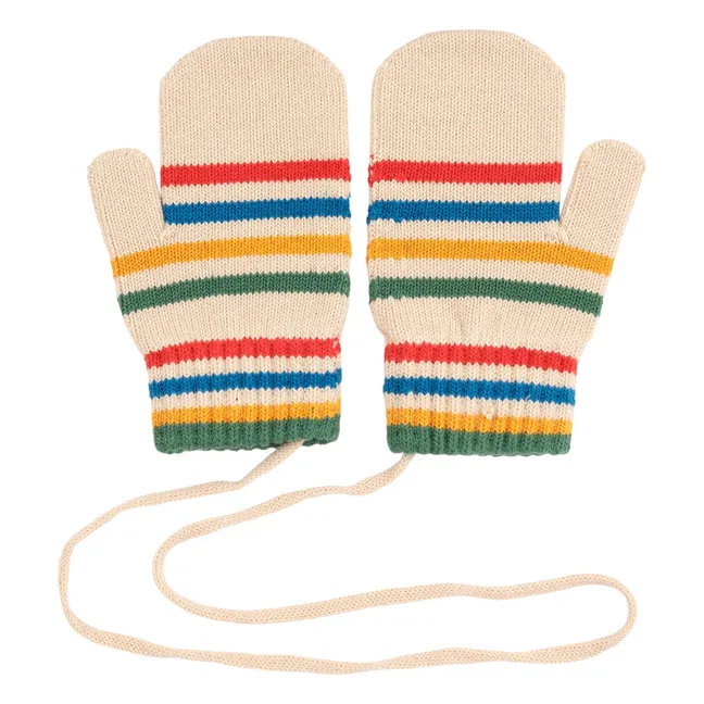 Moufles Rayées | Beige