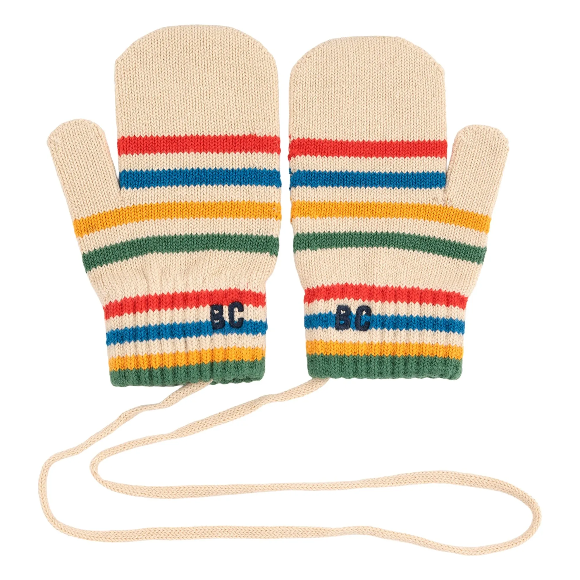Bobo Choses Beige Striped Mittens