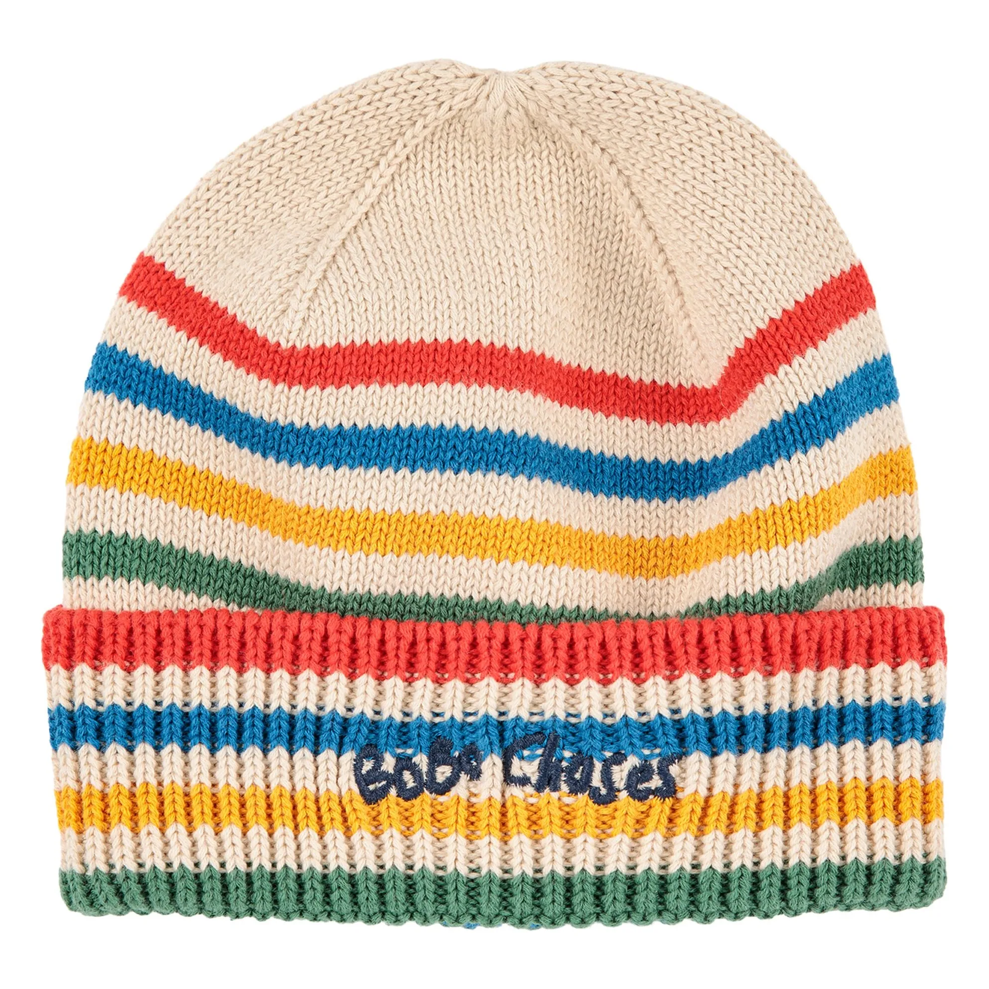Bobo Choses Beige Recycled Fiber Striped Beanie