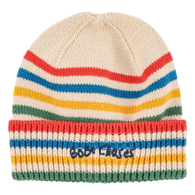 Bonnet Rayé Fibres Recyclées | Beige