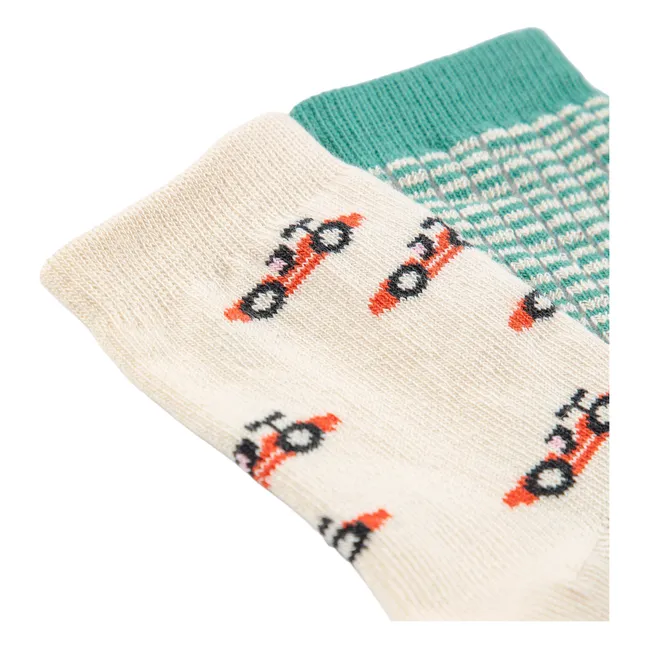 Lot de 2 Paires de Chaussettes Voitures Coton Bio | Beige