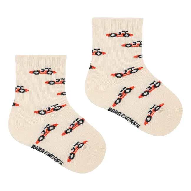 Lot de 2 Paires de Chaussettes Voitures Coton Bio | Beige