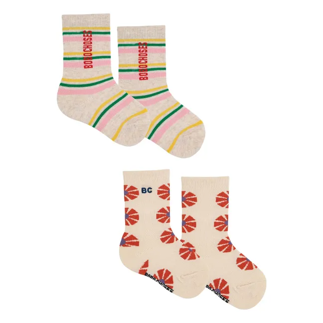 Lot de 2 Paires de Chaussettes Kaleidoscope Coton Bio | Beige