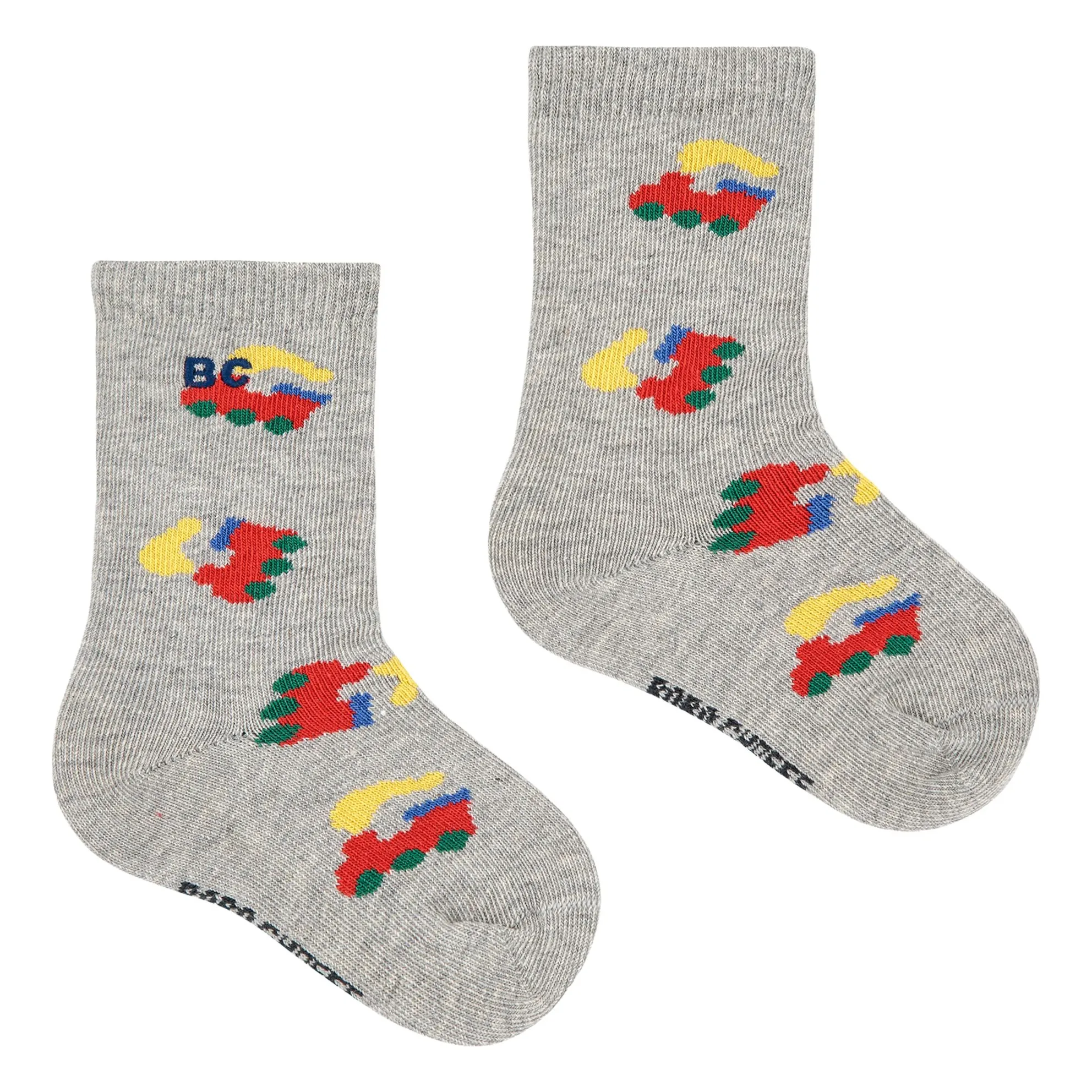 Bobo Choses Heather Grey Organic Cotton Trains Socks