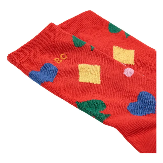 Chaussettes Coeurs Coton Bio | Rouge