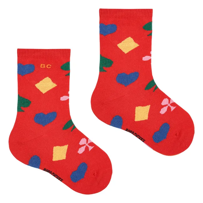 Chaussettes Coeurs Coton Bio | Rouge