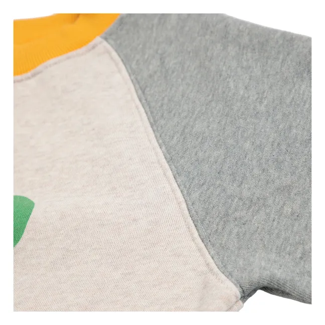Sudadera de algodón orgánico Colorblock Clover | Beige chiné