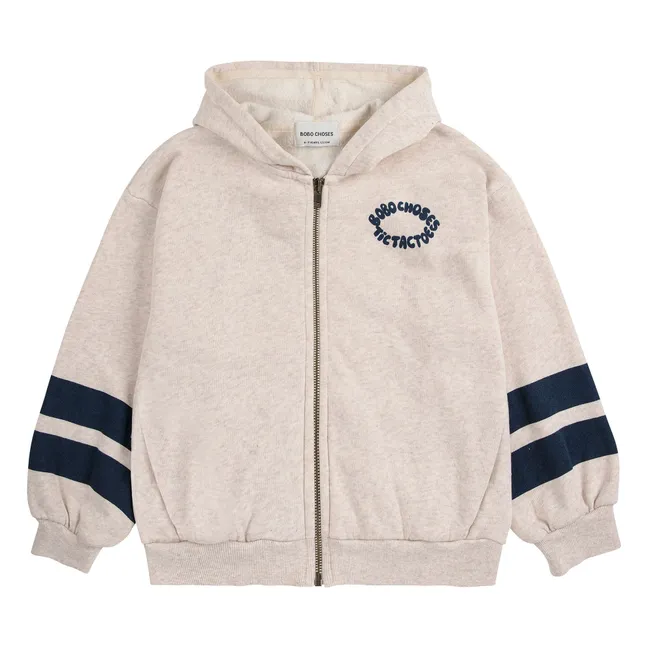 Tic Tac Toe Kapuzenpulli aus Bio-Baumwolle | Beige meliert