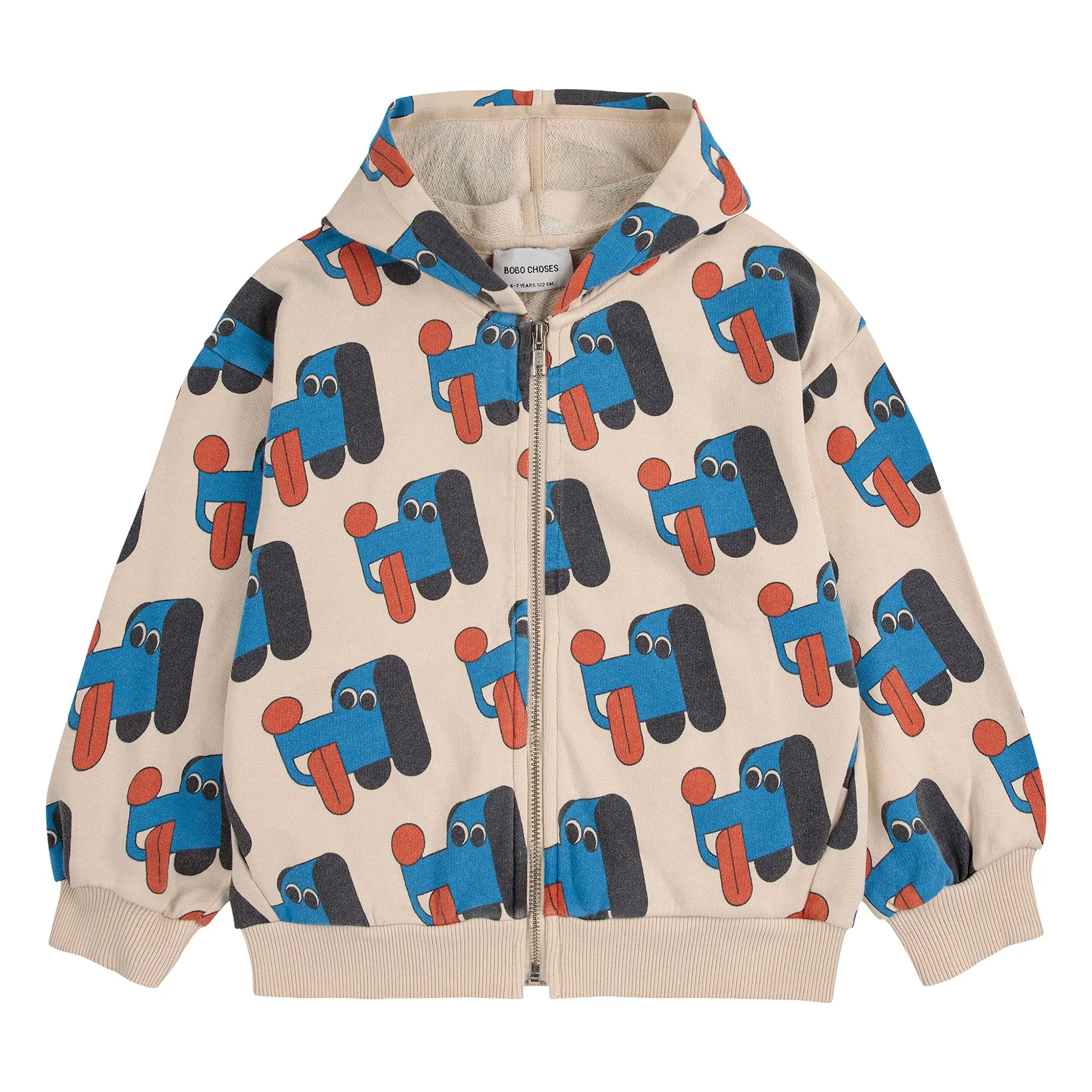 Bobo Choses Beige Hooded Sweat Dogs Organic Cotton