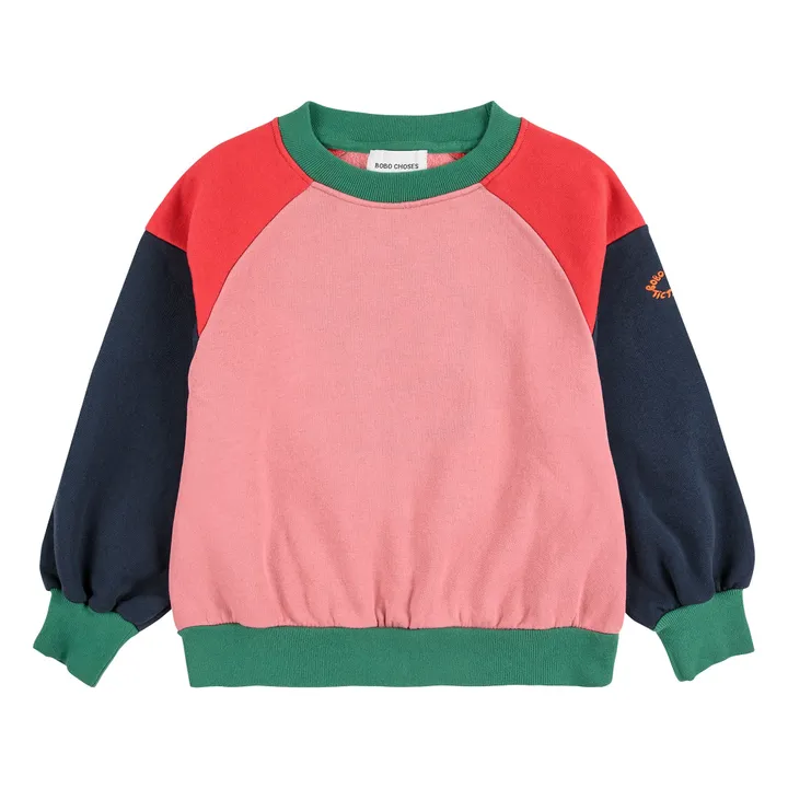 Sweat Colorblock Coton Bio | Rose- Image produit n°0