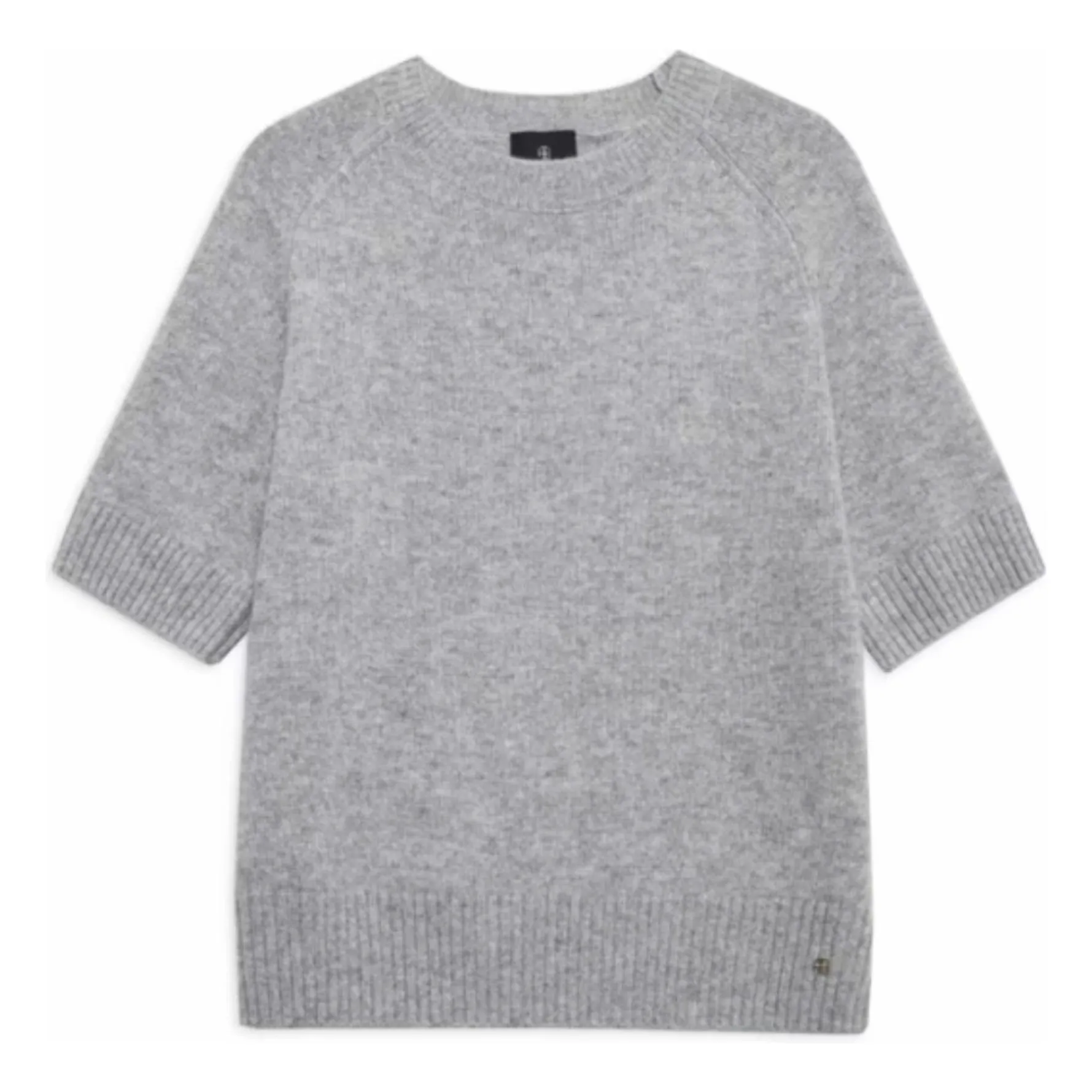 Anine Bing Heather Grey Jackson Cashmere Short Sleeve Sweater