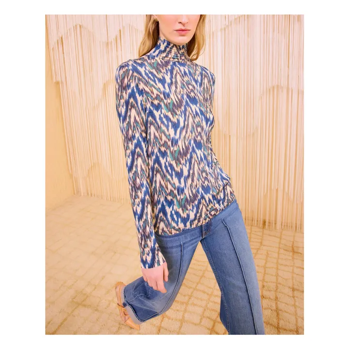 Camiseta con cuello vuelto Aurelia | Azul- Imagen del producto n°2