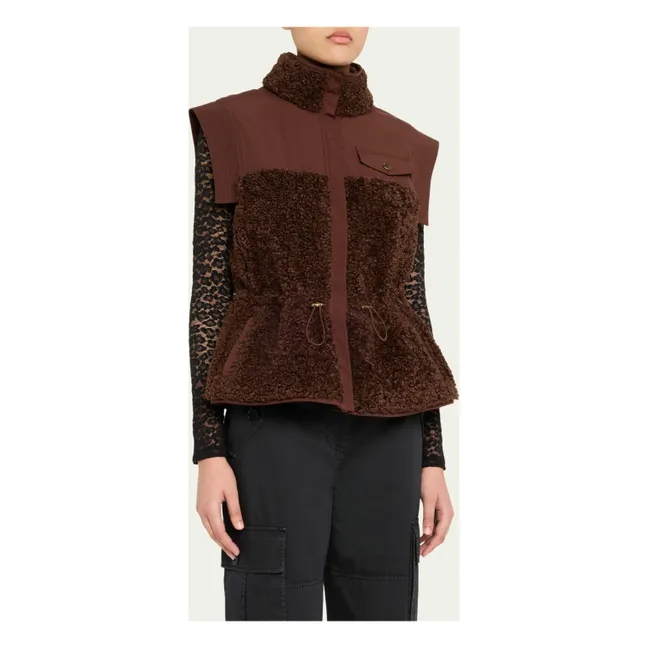 Tariet Teddy Sleeveless Jacket | Burgundy