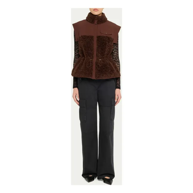 Tariet Teddy Sleeveless Jacket | Burgundy