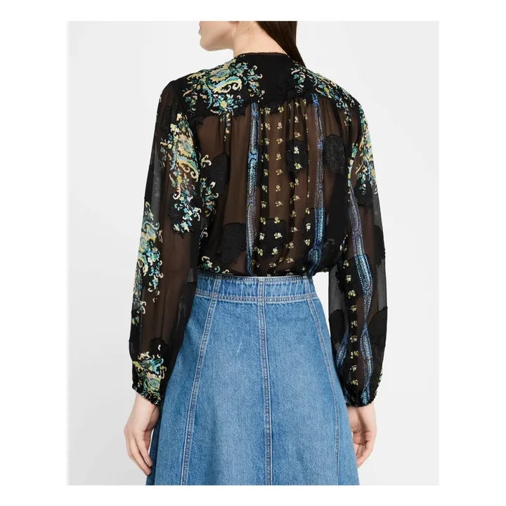 Blusa de seda Aster | Azul Noche- Imagen del producto n°4