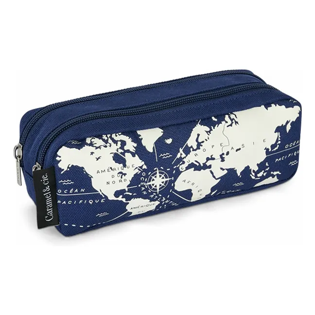 Trousse Double Mappemonde | Bleu marine