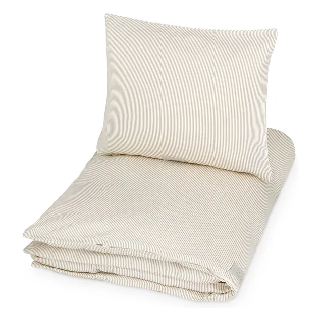 Striped bed linen set | Kamelbraun