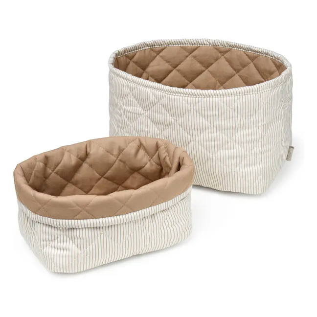 Paniers de rangement rayé - Set 2 | Camel