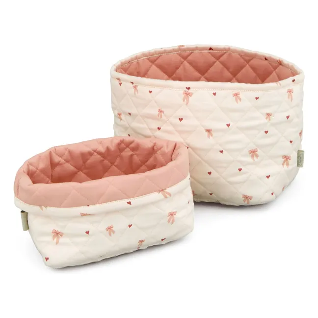 Cestini portaoggetti con fiocchi - Set 2 | Rosa