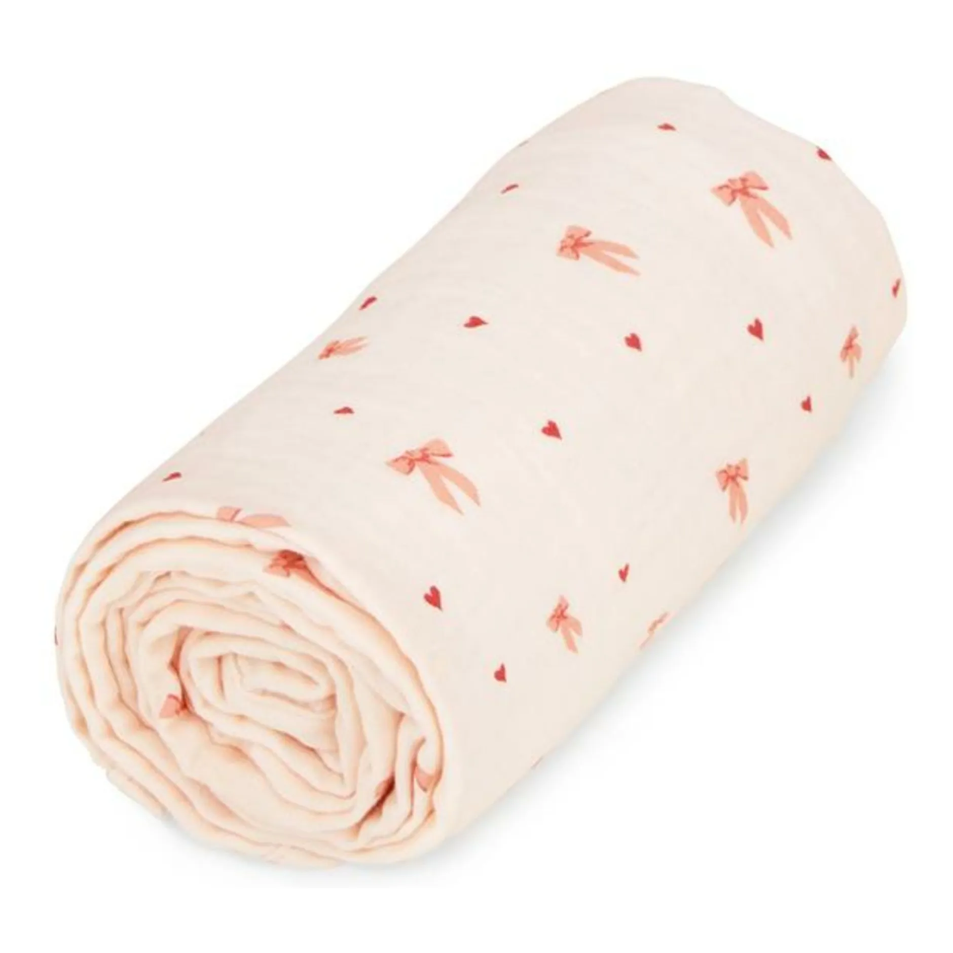 Couverture en mousseline Bows | Rose pâle- Image produit n°0