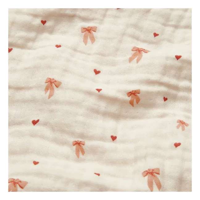 Bows muslin blanket | Pale Pink